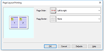 figure:Page Layout Printing dialog box