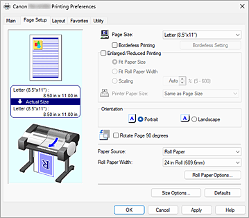 figure:Page Setup Tab