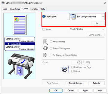 Figure:Select Edit Using PosterArtist in Page Layout