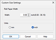 figure:Custom Size Settings dialog box