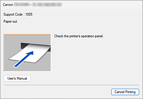figure:Canon IJ Status Monitor Error display