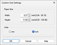 figure:Custom Paper Size dialog box
