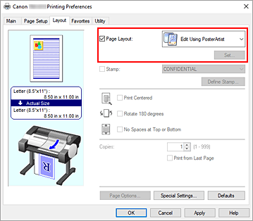 Figure:Select Edit Using PosterArtist in Page Layout