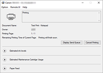 figure:Canon IJ Status Monitor