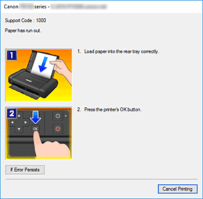 figure:Canon IJ Status Monitor Error display