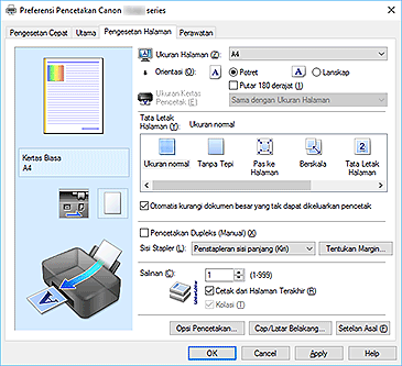 gambar: Tab Pengesetan Halaman