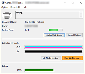 afbeelding: Canon IJ-statusmonitor