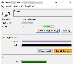 hình: Màn hình trạng thái Canon IJ