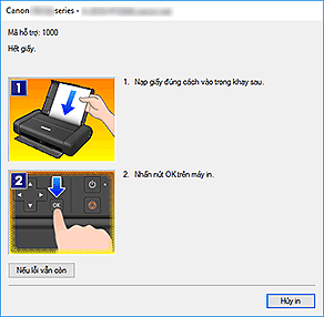 hình: Hiển thị lỗi Màn hình trạng thái Canon IJ