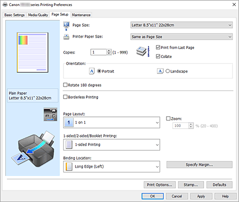 figure:Page Setup Tab
