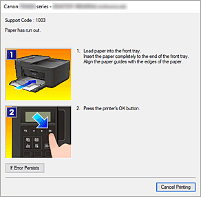 gambar: Tampilan Kesalahan Monitor Status Canon IJ