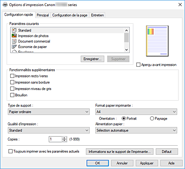 figure&nbsp;: Onglet Configuration rapide