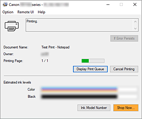 фигура: Canon IJ Status Monitor