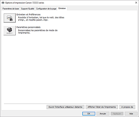 figure&nbsp;: Onglet Entretien