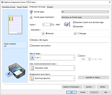 figure&nbsp;: Onglet Configuration de la page