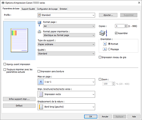figure : onglet Paramètres de base