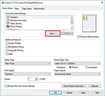 фигура: &bdquo;Save...&rdquo; в раздела &bdquo;Quick Setup&rdquo;