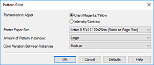 figure:Pattern Print dialog box