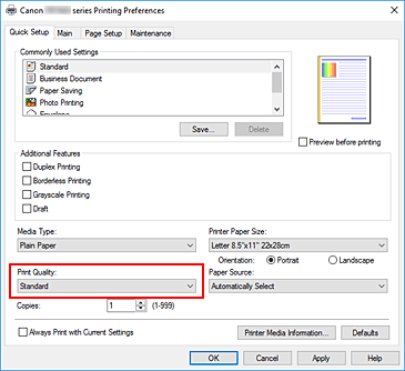 figura:Print Quality din fila Quick Setup