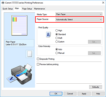 figura:Paper Source din fila Main