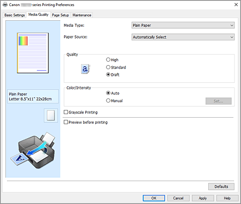 şekil: Ortam/Kalite sekmesi