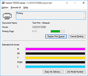 Imagen: Monitor de estado Canon IJ