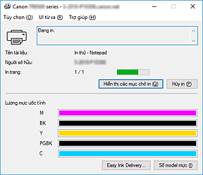 hình: Màn hình trạng thái Canon IJ