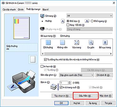 hình: Dấu/Nền... trên tab Thiết lập trang
