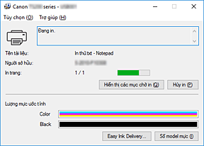 hình: Màn hình trạng thái Canon IJ