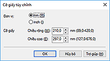 hình: Hộp thoại Cỡ giấy tùy chỉnh