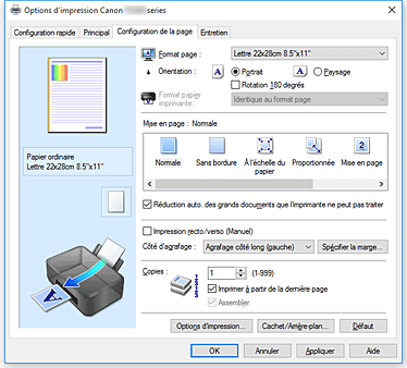 figure : Onglet Configuration de la page