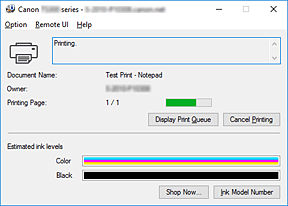 afbeelding: Canon IJ-statusmonitor