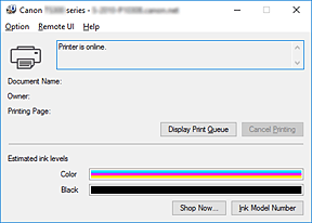 afbeelding: Canon IJ-statusmonitor