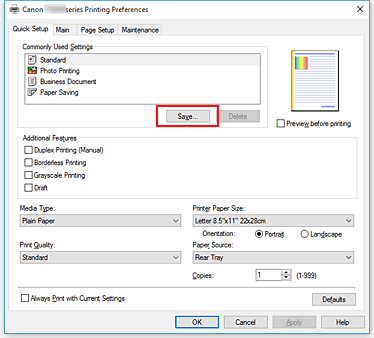 figura:Save... din fila Quick Setup