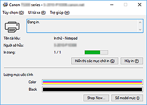 hình: Màn hình trạng thái Canon IJ