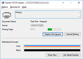 slika: aplikacija Canon IJ Status Monitor