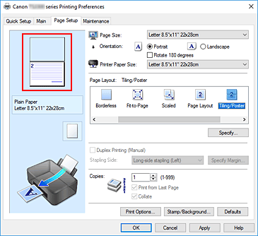 фигура: Показване на визуализация на настройките в раздела &bdquo;Page Setup&rdquo;