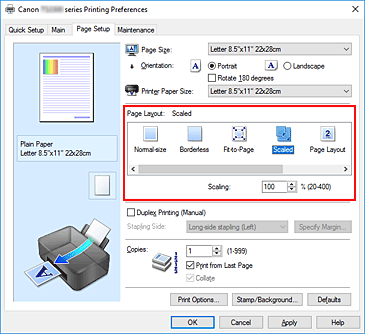 Ábra: Az Oldalelrendezés beállítás Igazítás lapmérethez értékének beállítása az Oldalbeállítás lapon
