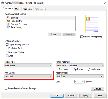 figura: Qualità di stampa nella scheda Impostazione rapida