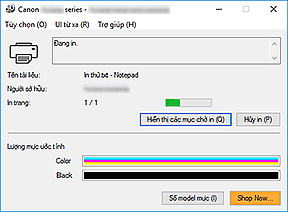 hình: Màn hình trạng thái Canon IJ