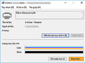 hình: Màn hình trạng thái Canon IJ