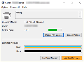 slika: aplikacija Canon IJ Status Monitor