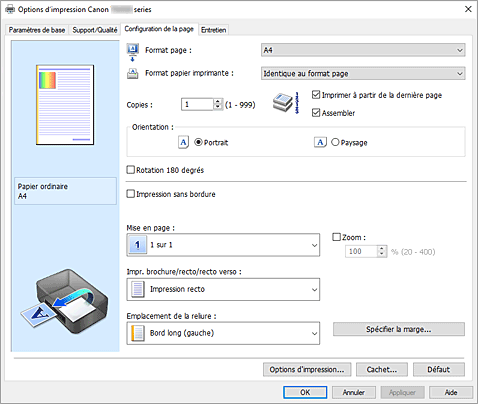 figure&nbsp;: Onglet Configuration de la page