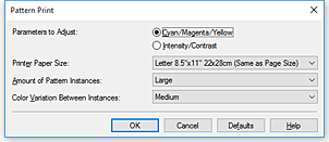 figure:Pattern Print dialog box