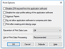 figure:Print Options dialog box