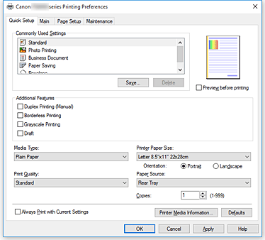 Imagen: ficha Configuración rápida