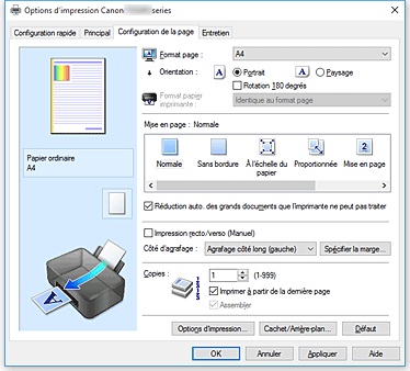 figure : Onglet Configuration de la page