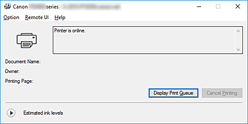 Obrázok: aplikácia Monitor stavu tlačiarne Canon IJ