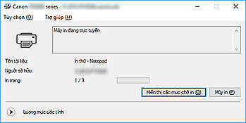 hình: Màn hình trạng thái Canon IJ