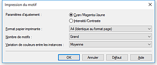 figure : Boîte de dialogue Impression du motif